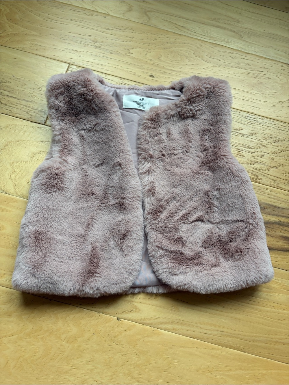 H&M Girls' Dusty Pink Faux Fur Vest